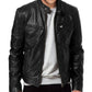 Majestic Leather - Herren Vintage Cafe Racer Schwarz Braun Echtleder Slim Fit Echt Bikerjacke