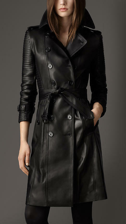 Majestic Leather - Women Black Berry Genuine Leather Trench Coat