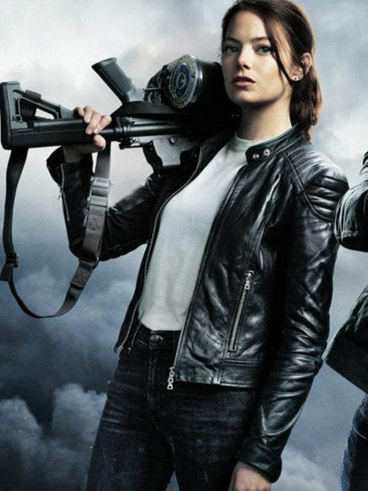 Majestic Leather - STYLISH WICHITA ZOMBIELAND DOUBLE TAP EMMA STONE BLACK WOMEN'S LEATHER JACKET