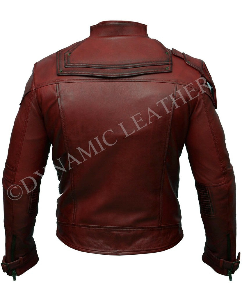 Majestic Leather - Guardians of the Galaxy 2 Star Lord Chris Pratt Maroon Real Leather Jacket