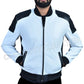 Majestic Leather - Mens Leather Bomber Slim Fit White and Black Real Soft Perforated Leather Jacket