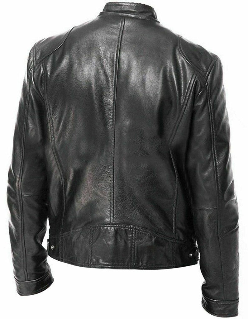 Majestic Leather - Herren Vintage Cafe Racer Schwarz Braun Echtleder Slim Fit Echt Bikerjacke