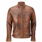 Majestic Leather - Men's Biker Quilted Vintage Distressed Motorcycle Cafe Racer Leather Jacket