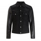 Majestic Leather - D- Beckham Modisch Freizeit Bekleidung Jeans mit Leder Ärmel Jacke