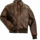 Majestic Leather - Aviator A-2 Flight Jacket Distressed Brown Real Leather Bomber Jacket (746-A)