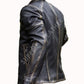 Majestic Leather - Men’s Motorcycle Biker Vintage Cafe Racer Distressed Black Real Leather Jacket