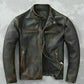 Majestic Leather - Men's Vintage Biker Black Motorcycle Distressed Cafe Racer Leather Jacket