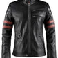 Majestic Leather - Fight Club Retro Hybrid Mayhem Brad Pitt Black Biker Jacket