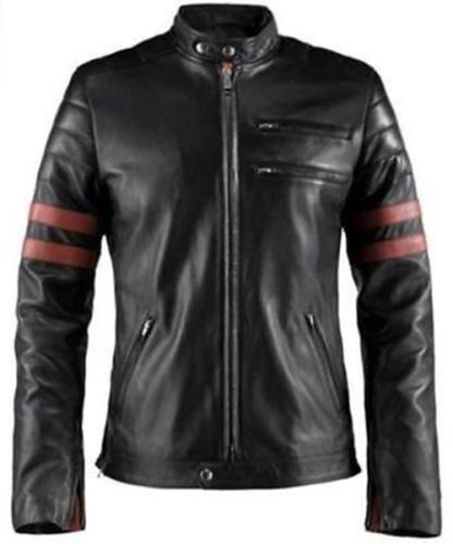 Majestic Leather - Fight Club Retro Hybrid Mayhem Brad Pitt Black Biker Jacket