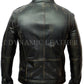 Majestic Leather - Men's Vintage Rivet Biker Style Motorcycle Cafe Racer Distressed Leather Jacket