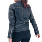 Majestic Leather - New Womens Black Rub Off Biker Style Real Lambskin Leather Jacket