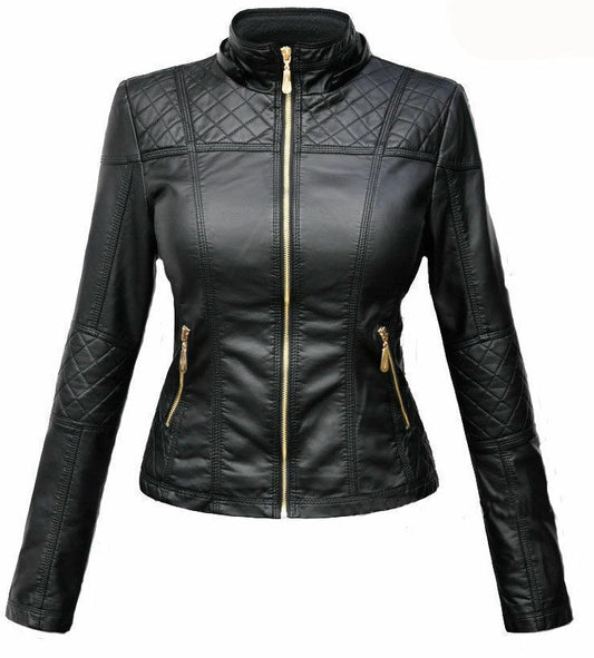 Majestic Leather - Women's Lambskin Genuine Leather Motorcycle Slim Fit Designer Biker Jacket