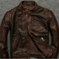 Majestic Leather - Men's Biker Cafe Racer Vintage Motorcycle Distress Brown Leather Jacket
