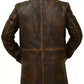 Majestic Leather - New Men's Western Distressed Sheepskin Sheriff Long Real Leather Jacket Coat