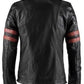Majestic Leather - Fight Club Retro Hybrid Mayhem Brad Pitt Black Biker Jacket