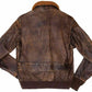 Majestic Leather - Mens Aviator Navy G-1 Flight Jacket Real Brown Distressed Leather Bomber Jacket