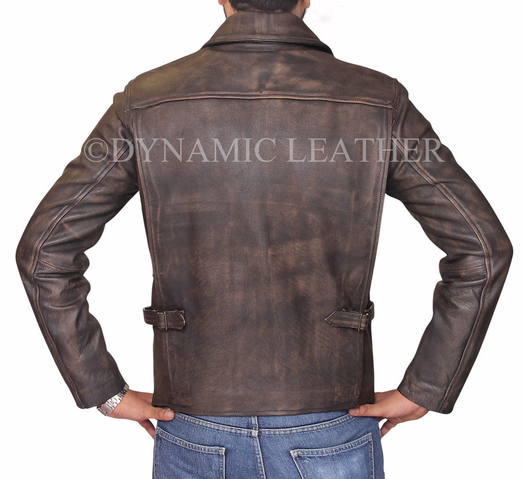 Majestic Leather - Indiana Jones Distressed Brown Genuine Cow Hide Skin Leather Jacket