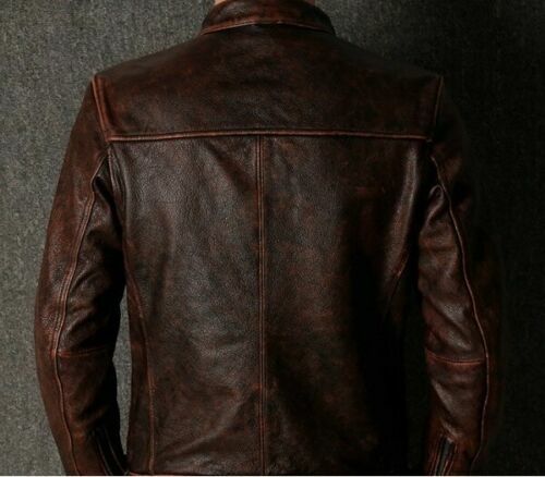 Majestic Leather - Men's Biker Cafe Racer Vintage Motorcycle Distress Brown Leather Jacket