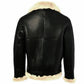 Majestic Leather - Mens Black Leather Jacket Genuine Sheepskin Aviator Fur B3 Bomber