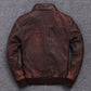 Majestic Leather - Men's Brown Biker Motorcycle Vintage Cafe Racer Real Leather Bomber Jacket
