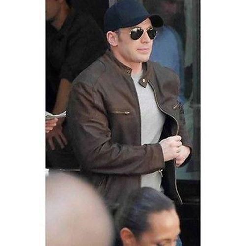 Majestic Leather - Captain America Civil War Steve Rogers Brown Distressed Cowhide Leather Jacket