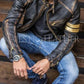 Majestic Leather - Men's Black Biker Vintage Motorcycle Distressed Cafe Racer Leather Jacket