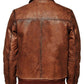 Majestic Leather - Mens Biker Motorcycle Vintage Distressed Brown Bomber Winter Leather Jacket