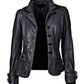 Majestic Leather - Women's Damen Genuine Lambskin Leather Jacket Black Slim fit Biker Jacket (617)