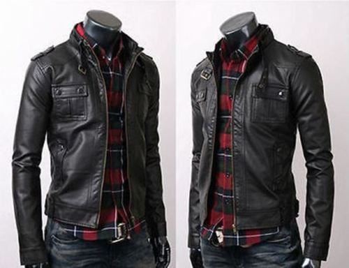 Majestic Leather - Mens Strap Pocket Slim Fit Stylish Sheepskin Leather Jacket