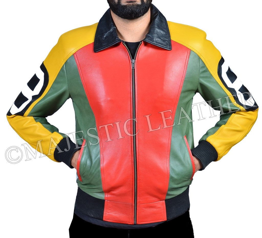 Majestic Leather - 8 Ball Pool Seinfeld Michael Hoban MI Bomber Genuine Leather Jacket All Sizes
