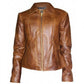 Majestic Leather - Women's Jennifer Lopez Distressed Brown Leather Motorcycle Jacket (750)