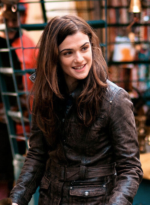 Majestic Leather - WOMENS DISTRESSED BROWN RACHEL WEISZ THE WHISTLEBLOWER LEATHER MID LENGTH JACKET