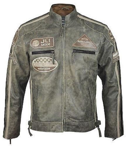 Majestic Leather - Men's Vintage Desert Biker Leather Jacket