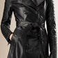 Majestic Leather - Ladies Women Black Genuine Real Leather Trench Coat - BNWT