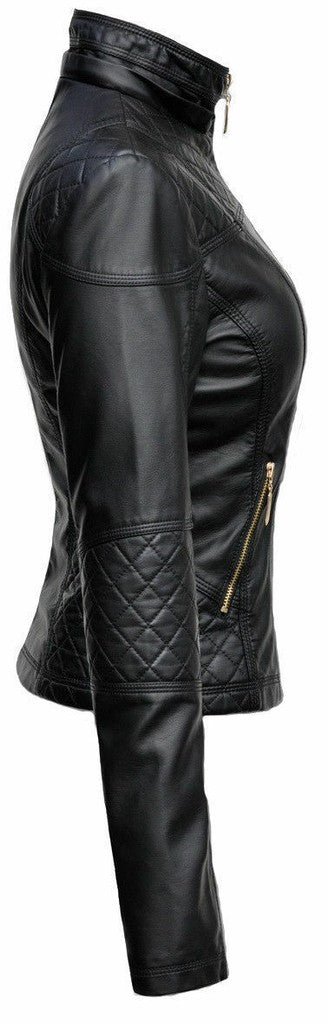 Majestic Leather - Women's Lambskin Genuine Leather Motorcycle Slim Fit Designer Biker Jacket