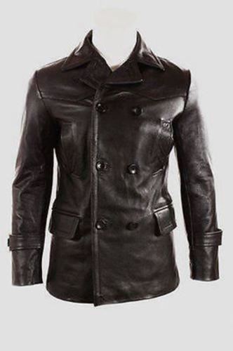 Majestic Leather - Deutsche Submariner WW2 Vintage Herren Schwarz Echtleder Jacke / Mantel
