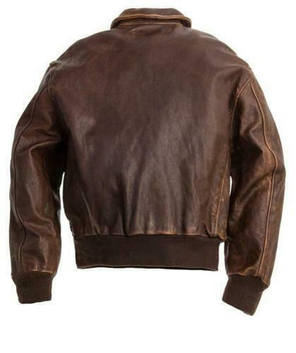 Majestic Leather - Aviator A-2 Flight Jacket Distressed Brown Real Leather Bomber Jacket (746-A)
