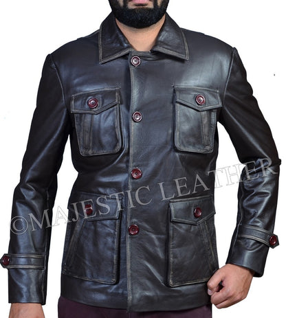 Majestic Leather - Men's Distressed Supernatural Season 7 Genuine Leather Jacket/Coat