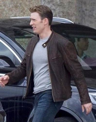 Majestic Leather - Captain America Bürgerkrieg Steve Rogers Braun Distressed Rindsleder Jacke