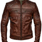 Majestic Leather - Men's Biker Vintage Motorcycle Distressed Brown Cafe Racer Leather Jacket