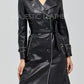 Majestic Leather - Ladies Women Black Genuine Real Leather Pea Coat - BNWT