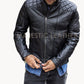 Majestic Leather - Men's Black Biker Quilted Slim Fit Motorcycle Cafe Racer Leather Jacket