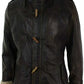 Majestic Leather - Mens Black Duffle Over Coat Trench Hooded Long Genuine Sheepskin Leather Jacket