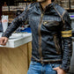 Majestic Leather - Men's Black Biker Vintage Motorcycle Distressed Cafe Racer Leather Jacket