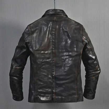 Majestic Leather - Mens Motorcycle Vintage Distressed Black Jacket Casual Biker Leather Jacket Coat