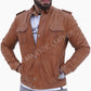 Majestic Leather - Men's Cafe Racer Camel Brown Real Leather Jacket
