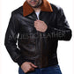 Majestic Leather - Mens G-1 Navy Leather Bomber Distressed Brown Real Leather Jacket