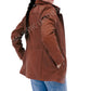 Majestic Leather - Women Real Lambskin Camel Brown THREE-QUARTER Biker Leather Coat