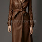 Majestic Leather - New Women Brown Genuine Real Leather Trench Coat