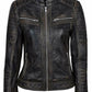 Majestic Leather - Women's Genuine Lambskin Leather Jacket Black Slim fit Motorcycle Jacket (843)